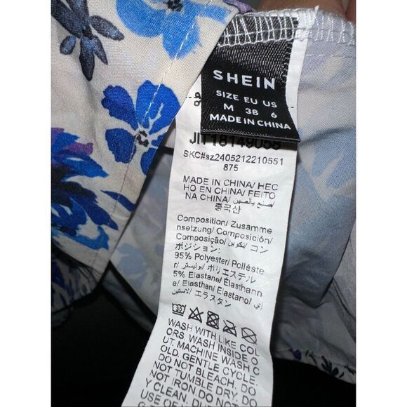 SHEIN Women’s Vacation V-Neck Spaghetti Strap Backless A-Line Mini Dress – Blue - Picture 10 of 10